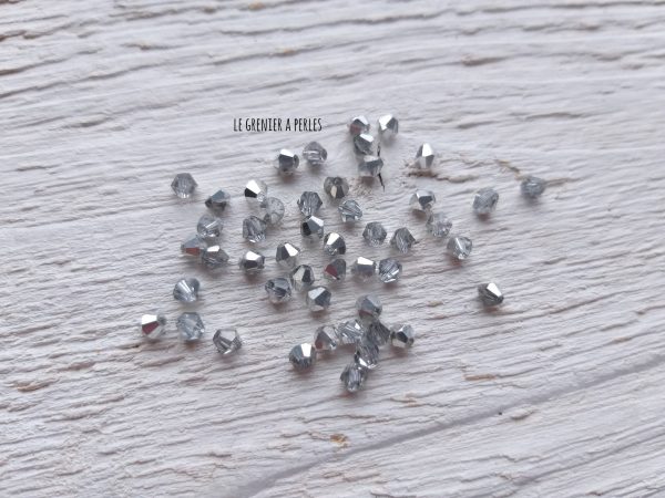 Toupies 3 mm Crystal Silver X 50