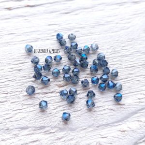 50 Toupies 3 mm Silver Blue