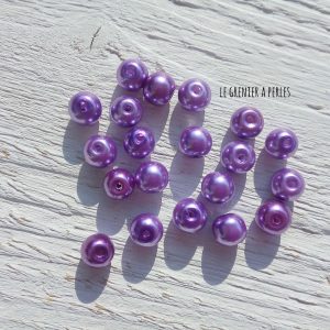 Perles Rondes 8 mm Nacrées Mauve x 20