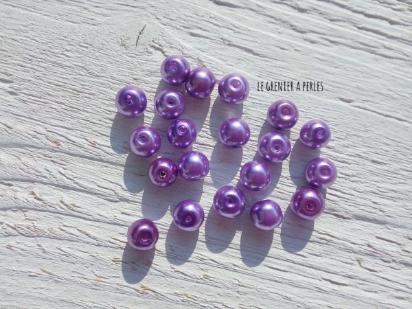 Perles Rondes 8 mm Nacrées Mauve x 20