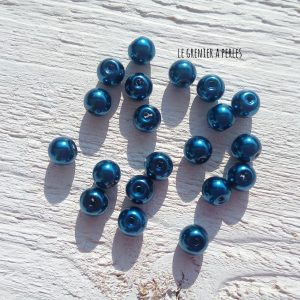 Perles Rondes 8 mm Nacrées Bleu  x 20