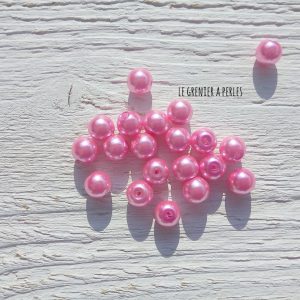 Perles Rondes 8 mm Nacrées Rose  x 20