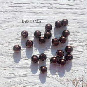 Perles Rondes 8 mm Nacrées Marron  x 20