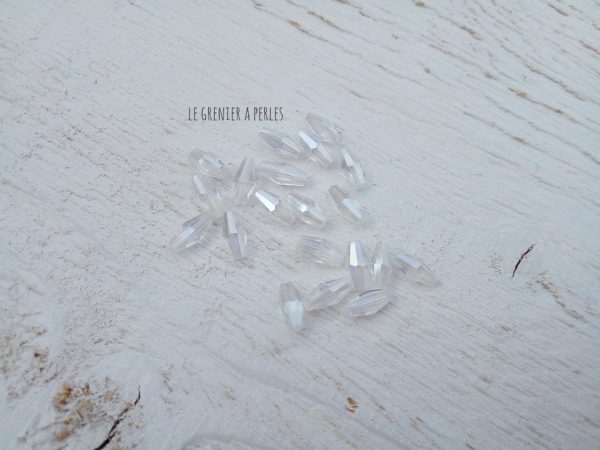 Perles Ogives Facettées Cristal * 4 x 8 mm ( 10 perles )