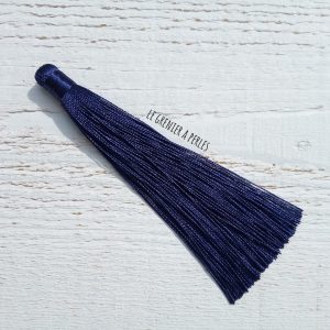 Grand pompon en coton * Bleu Marine 12 cm