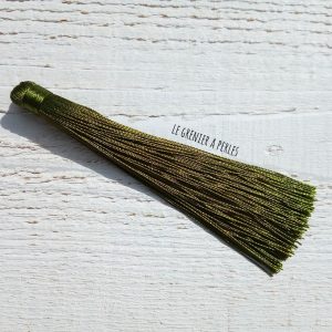 Grand pompon en coton * Vert Olive 12 cm