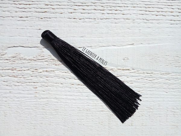 Grand pompon en coton * Noir 12 cm