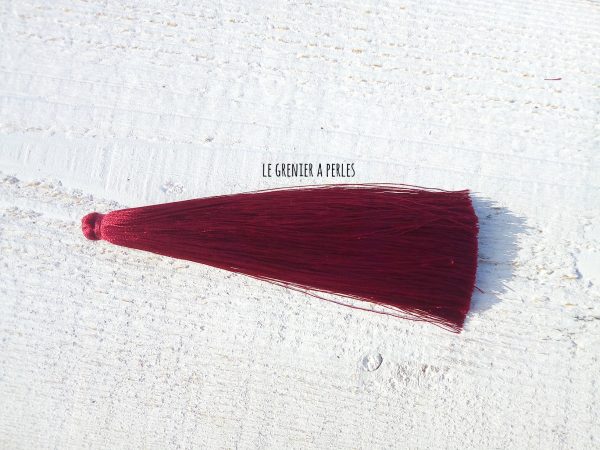 Grand pompon de luxe en soie * Rouge Bordeaux 12 cm