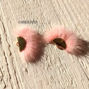 Pompon Fourrure Synthétique Rose Clair 3 x 2 cm