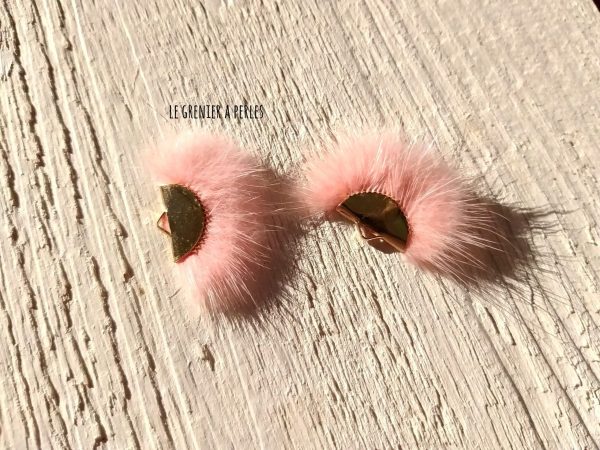 Pompon Fourrure Synthétique Rose Clair 3 x 2 cm