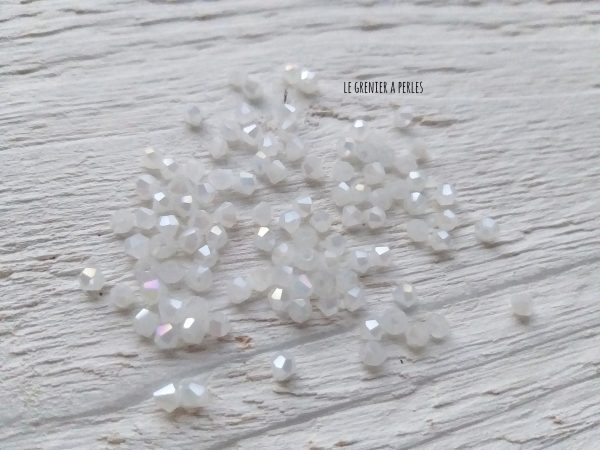 Toupies 3 mm White Opal AB X 50