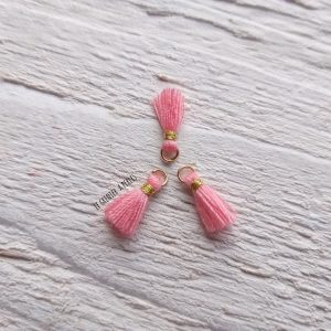 2 Petits Pompons coton * Rose * 1 cm