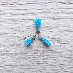 2 Petits Pompons coton * Turquoise * 1 cm