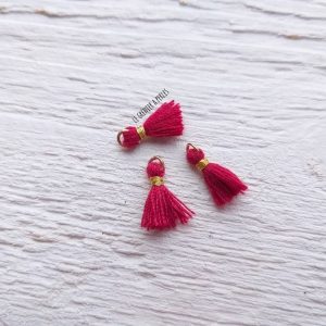 2 Petits Pompons coton * Rouge Brique * 1 cm