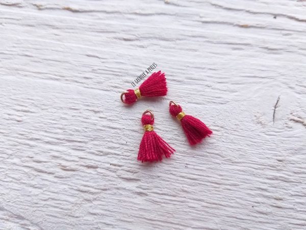 2 Petits Pompons coton * Rouge Brique * 1 cm