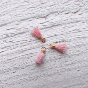 2 Petits Pompons coton * Rose Clair * 1 cm