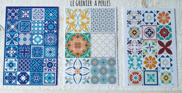 3 Planches de Transferts pour pâte polymère * AZULEJOS