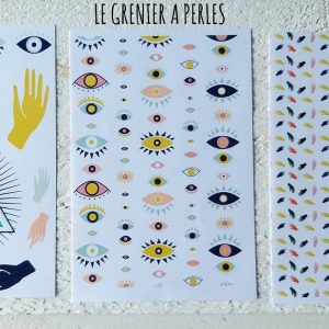 3 Planches de Transferts pour pâte polymère * EVIL EYE