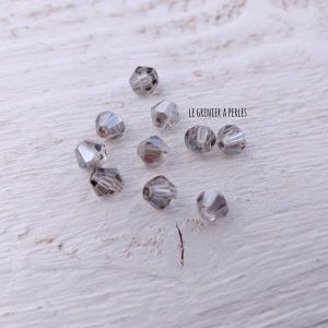 10 Toupies 6 mm Cristal Silver