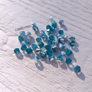 50 Toupies 4 mm Aquamarine Silver