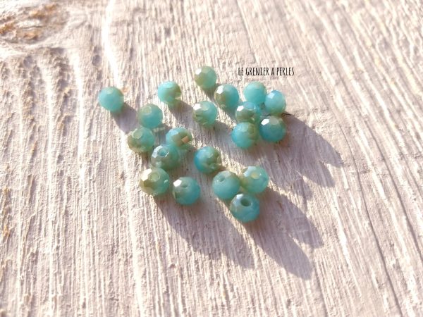 Perles Abacus 6 mm Turquoise Opal AB X 20