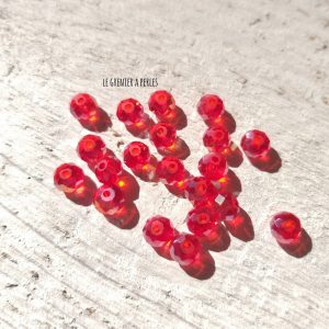 20 Perles Abacus 6 mm Red AB