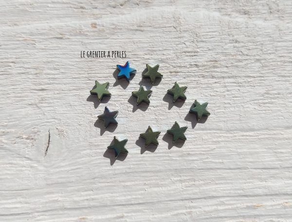 Perles Etoile 6 mm * Hématite Vert