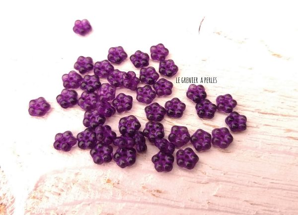 30 Spacers 5 mm Daisy * Violet 0927 * Tchèque