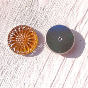 1 Cabochon Tchèque 18 mm * Jaune et Blanc * Daisy * Czech Cabochon