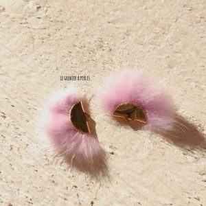 Pompon Fourrure Synthétique Mauve 3 x 2 cm