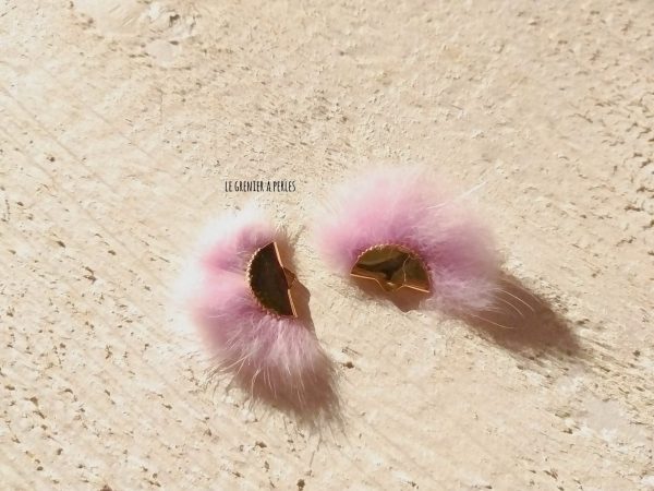 Pompon Fourrure Synthétique Mauve 3 x 2 cm