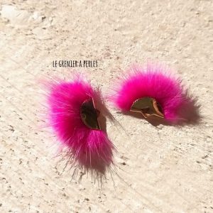 Pompon Fourrure Synthétique Rose Fuschia 3 x 2 cm