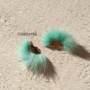 Pompon Fourrure Synthétique Green Turquoise 3 x 2 cm