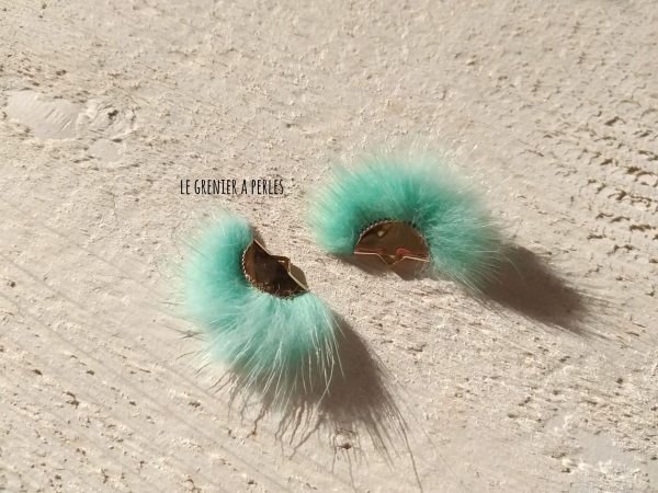 Pompon Fourrure Synthétique Green Turquoise 3 x 2 cm