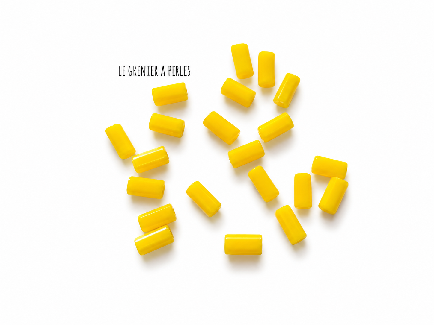 Perles Rectangles 7 x 3 mm 1494 jaune citron opaque perles en verre rectangle le grenier a perles