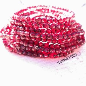 50 Facettes 4 mm Rouge Rubis Picasso 094 Tchèques