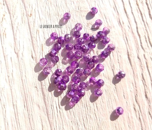 50 Perles Abacus 3 mm Metallic Purple