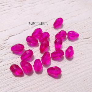 5 Perles Gouttes 12 x 8 mm Rose Fuchsia