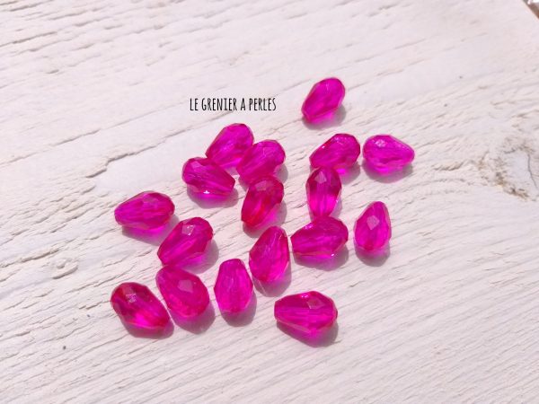 5 Perles Gouttes 12 x 8 mm Rose Fuschia