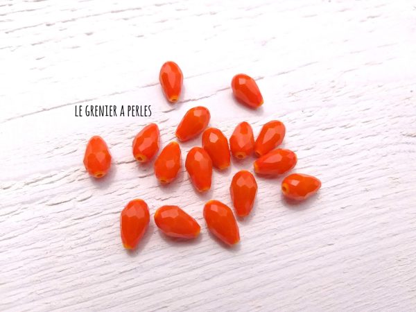 5 Perles Gouttes 12 x 8 mm Orange