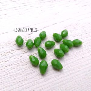 5 Perles Gouttes 12 x 8 mm Vert Opaque