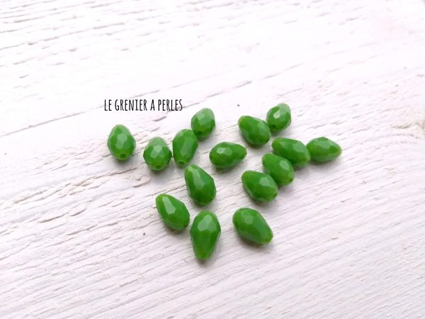 5 Perles Gouttes 12 x 8 mm Vert Opaque