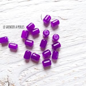 5 Perles Cylindre Violet 6 x 8 mm