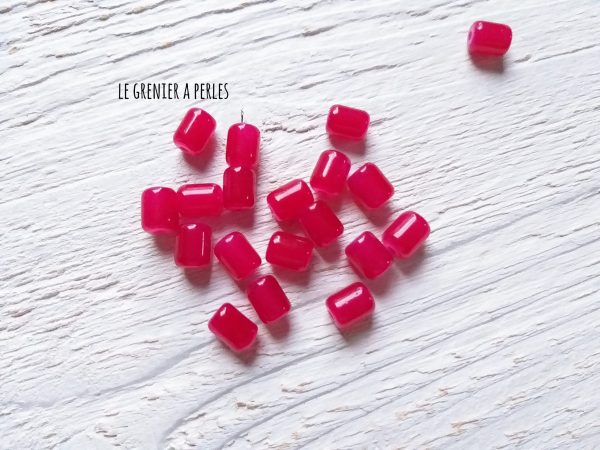 5 Perles Cylindre 6 x 8 mm Rouge Foncé