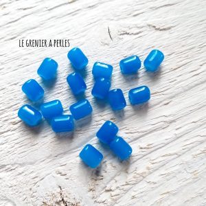 5 Perles Cylindre 6 x 8 mm Bleu indicolite