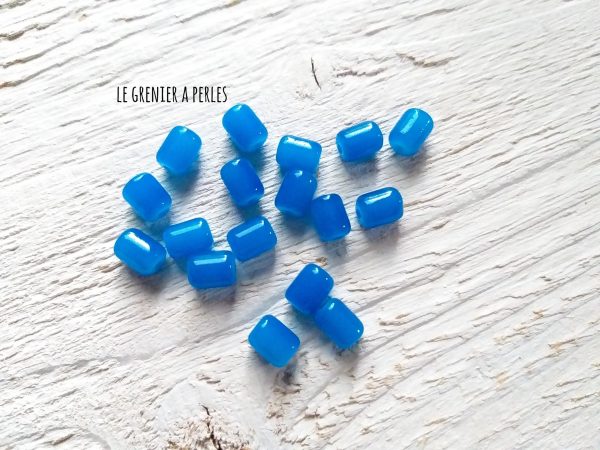 5 Perles Cylindre 6 x 8 mm Bleu indicolite