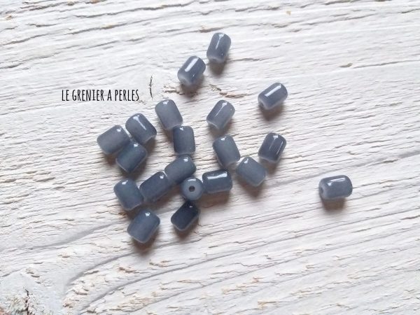 5 Perles Cylindre 6 x 8 mm Gris