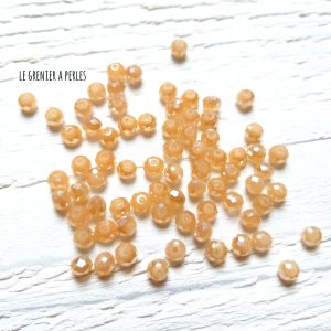 25 Perles Abacus 4 mm Pêche Irisé