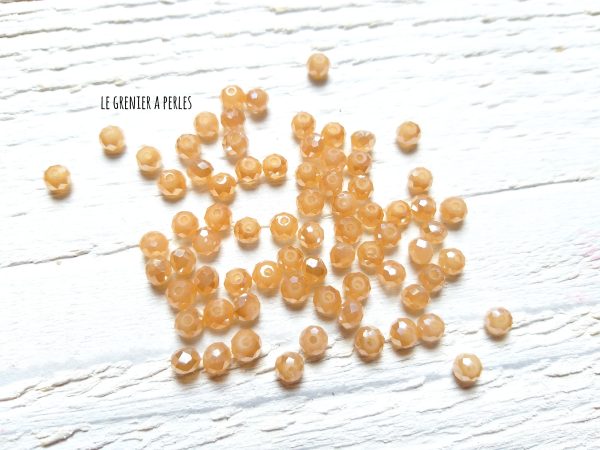 25 Perles Abacus 4 mm Pêche Irisé