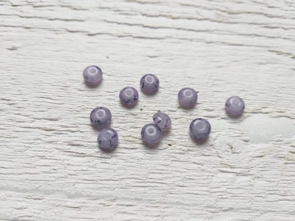 10 Perles Palets Marbrés 6 mm Mauve